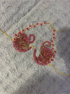 Gold Pink Rhinestone Glitter Sparkly Carnival Rave Music Festival Show Bra Top